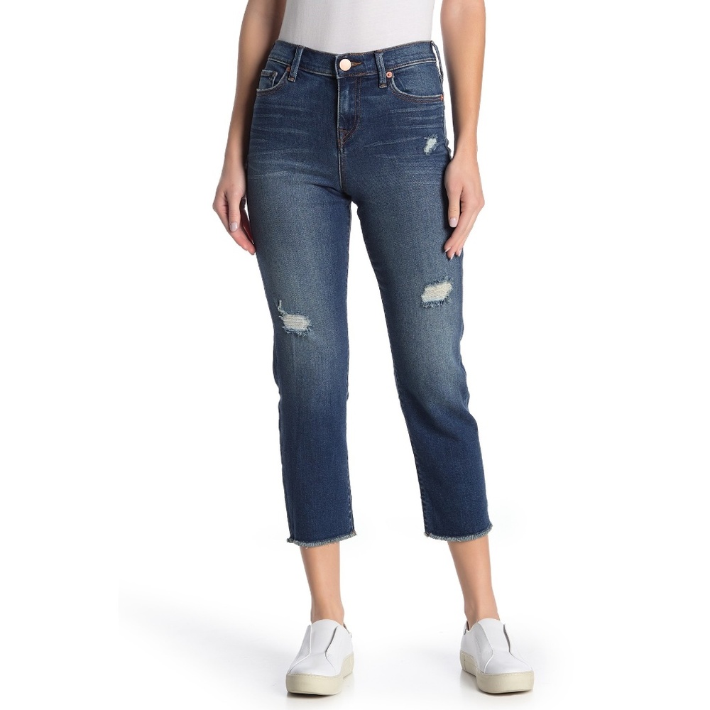 True Religion Women's High Rise Distressed Crop Blue Jeans Size 25 & 27 New